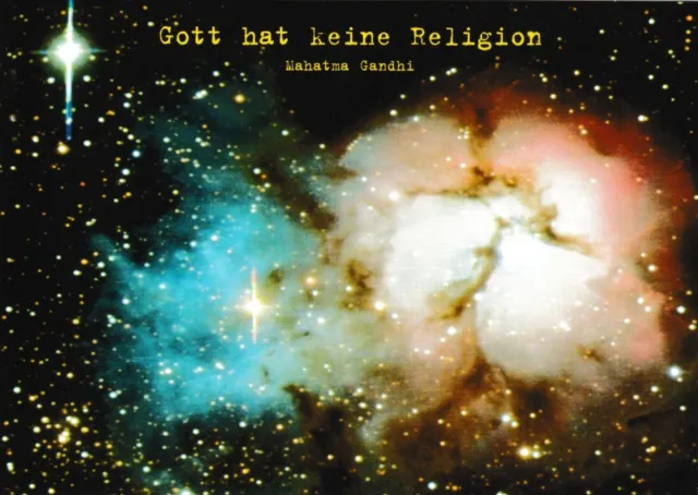 Buddhistische Postkarte "Gott hat keine Religion (Mahatma Gandhi)"
