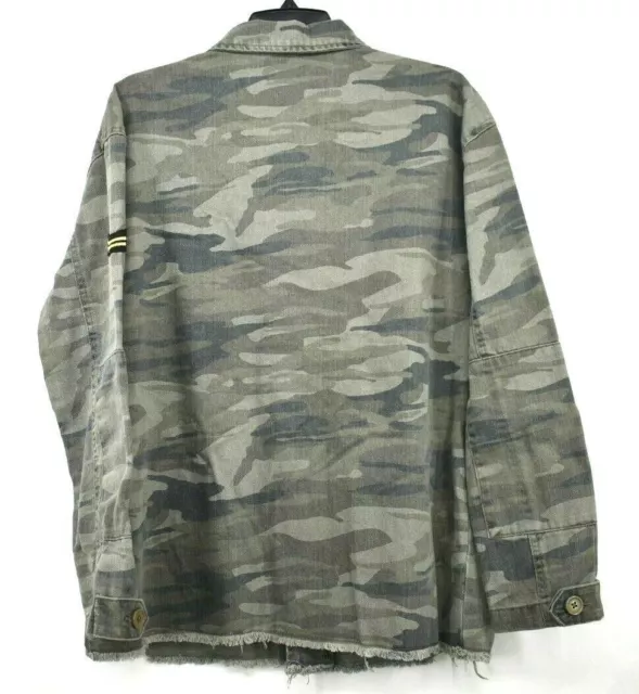 Treasure & Bond Womens Green Patch Detail Camo Cotton Military Jacket M $119 2