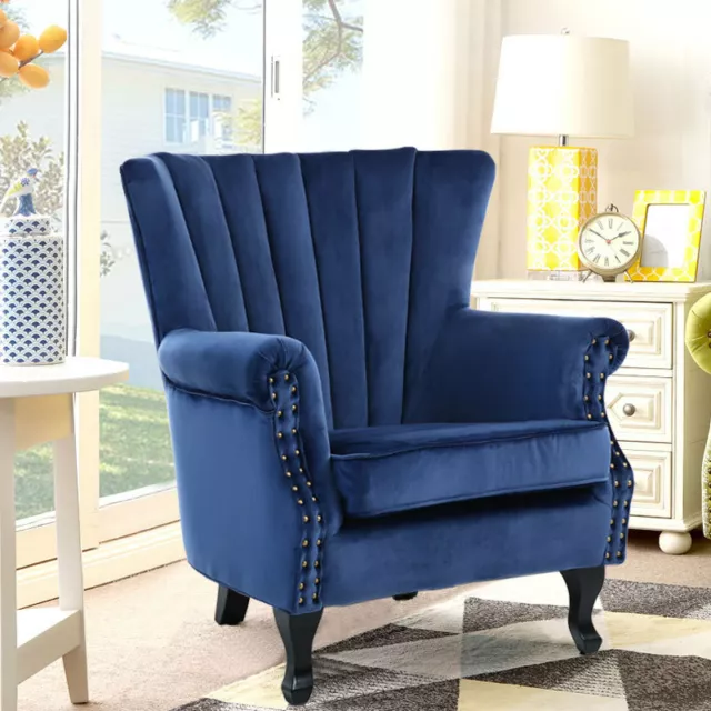 Classical Super Soft Velvet Upholstered Sofa Armchair Fireside Accent Tub Chair