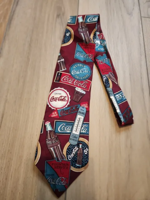 Vintage Coca-Cola Men’s Necktie 100% Silk Made In USA Coke Tie