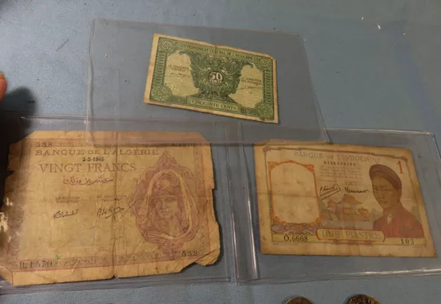 LOT de 16 ANCIENNES MONNAIES du MONDE(3 en arg.) & 3 BILLETS *EN L'ETAT 2