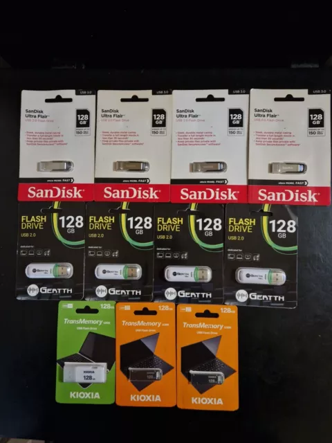 11 x 128GB USB Flash Drive Bulk Job Lot Mix Brands