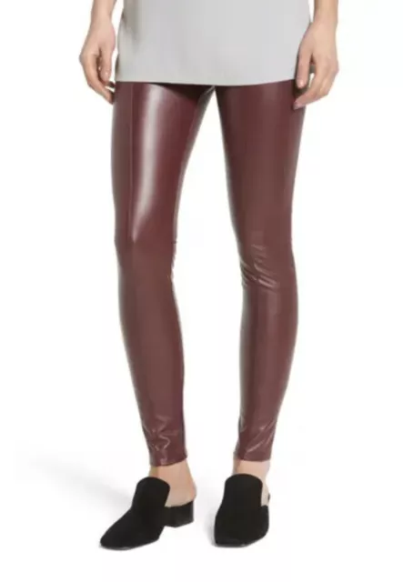 NEW Lysse High Waist Faux Leather Leggings - Burgundy - Small