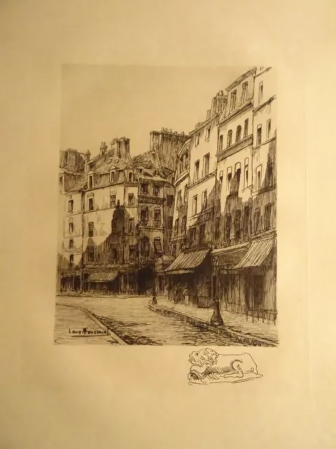 Henri TOUSSAINT (1849-1911) GRANDE EAU FORTE VIEUX PARIS RUE la HARPE SORBONNE