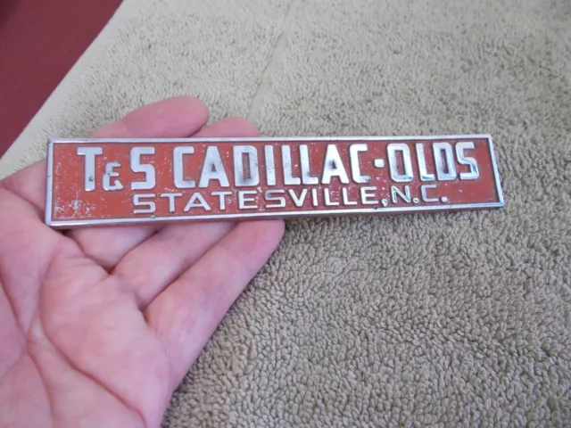 Vtg Dealership Emblem Badge Logo T & S Cadilac-Olds Nc. Metal