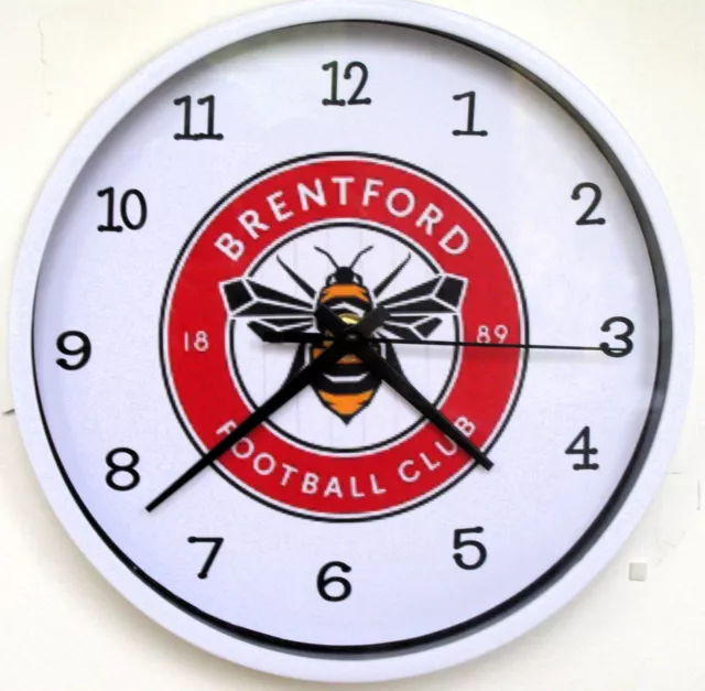 Brentford FC clock 8 inch dia battery operated white