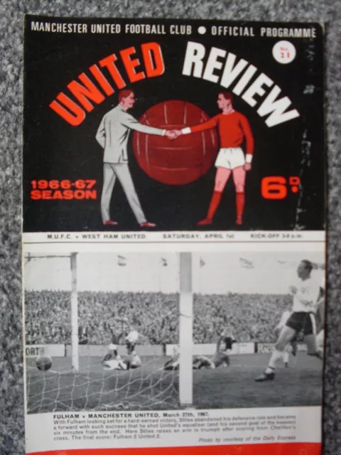 Manchester United   v  West Ham United  01/04/67   Div  1