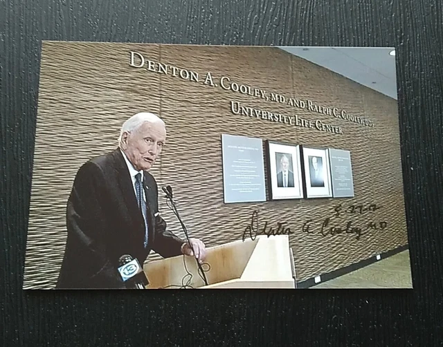 DENTON COOLEY AMERICAN HEART SURGEON AUTOGRAPHED SIGNED 4x6 GLOSSY PHOTO