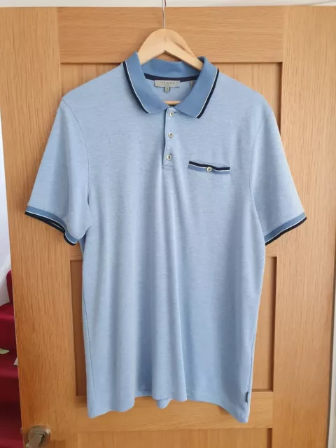 Ted Baker Mens New Polo Size 5 Sky Blue (XL Size)