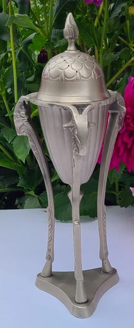 Vintage MCM Silver Toned Material Neoclassical Goat Ram Head Hoof Incense Burner