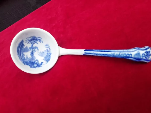 Antique Blue & White transferware small ladle, landscape scene, English, 19C 2