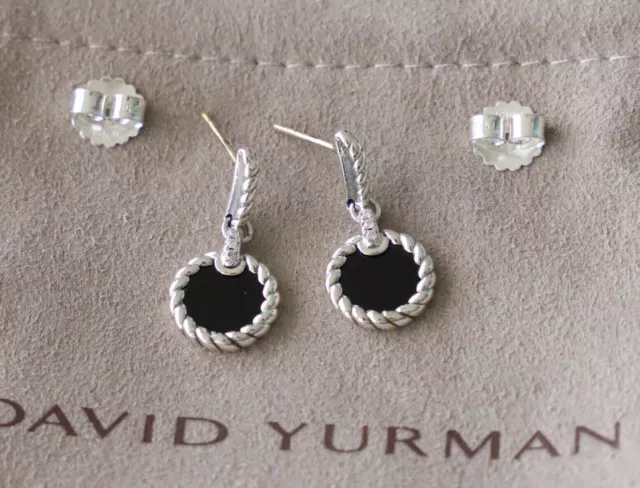 DAVID YURMAN STERLING Silver Elements Drop Earrings Black Onyx ...