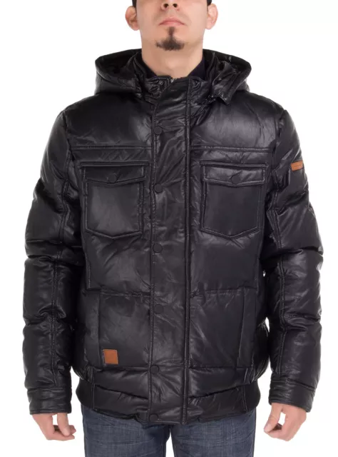 Luciano Natazzi Mens Puffer Coat Tec Removable Hooded Bomber Down Jacket