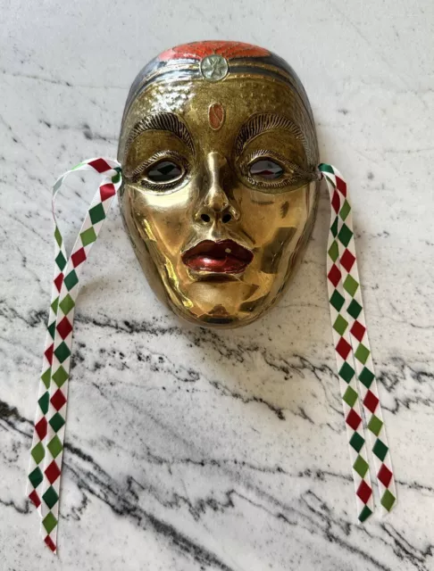 VINTAGE SOLID BRASS Face Mask/Wall Hanging/Decorative/Mardi Gras
