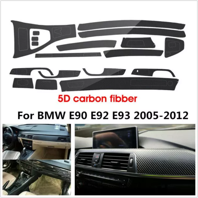 For BMW 320i 325i 328i E90 5D Interior Decal 5D Reflective Carbon Fiber Car  Trim