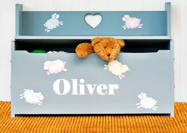 Boys or Girls Personalised Name Sticker / Decal for Toy Box or Bed Head or Chest