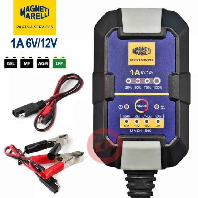 MAGNETI MARELLI Mantenitore di Caricabatteria scooter 6/12V PIOMBO/AGM/GEL/Litio