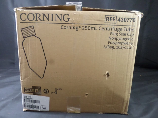CORNING 250mL PP Centrifuge Tube 102/Case Sterile V Bottom Plug Seal Cap 430776