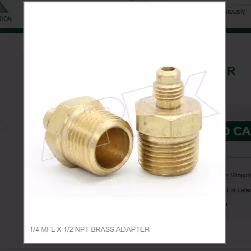 1/4 Mfl X 1/2 Npt Brass Adapter # 48-48