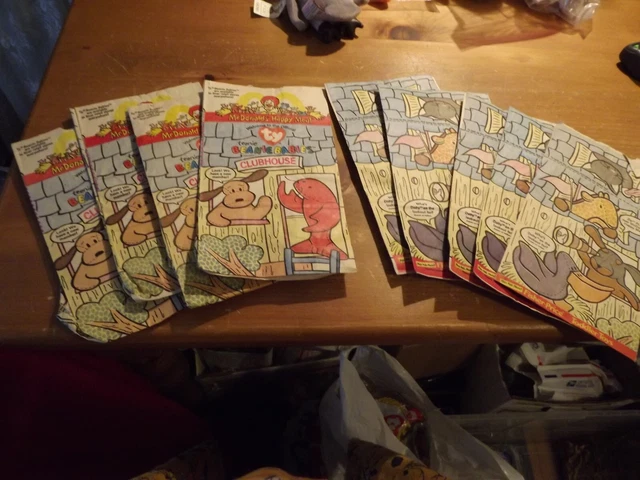 9 vtg McDONALD'S TEENIE BEANIE BABY CLUBHOUSE Happy Meal BAGS