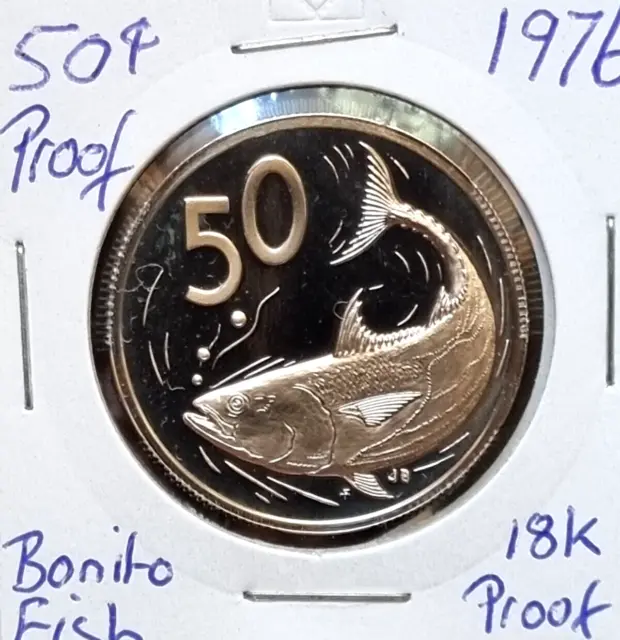 1976 Cook Islands: Proof 50c Cent Coin - Franklin Mint - Bonito Fish