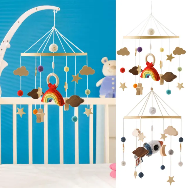 Baby Mobile Crib Cot Bed Lullaby Rocket/rainbow Theme Newborn Bell Rotating Toy