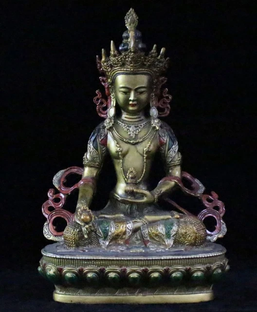 29cm Tall Large Antique Chinese Tibetan Gilt Bronze "GuanYin" Buddha Statue