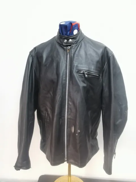 Vintage Black Cafe Racer Style Leather  Jacket Size Extra Large