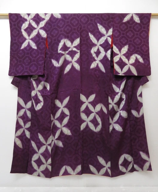 1328T01z530 Antique Japanese Kimono Silk KOMON Dark purple Shippo