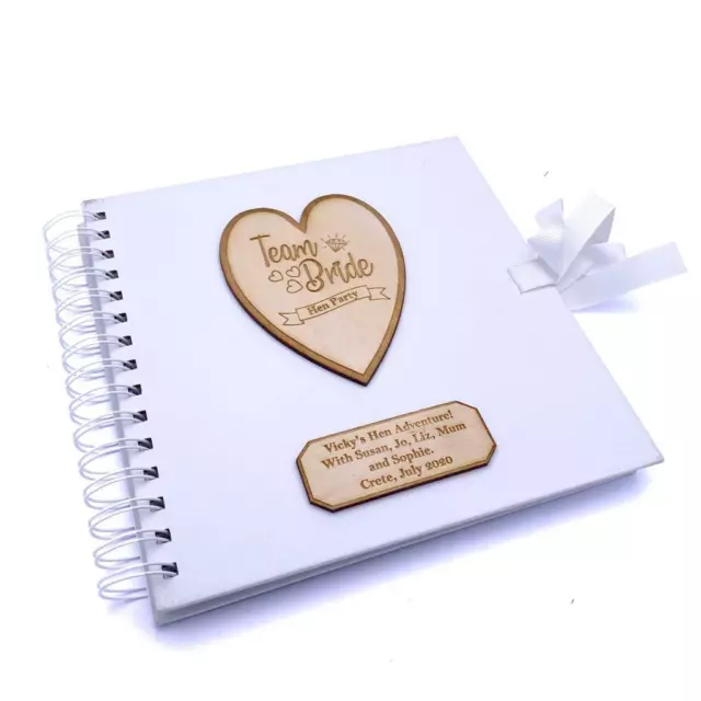 Personalised Team Bride Hen Party Scrapbook Photo Album White Cover