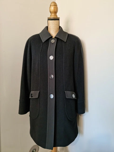 WEILL SUPERBE Manteau Noir Laine Vierge Angora Neuf Valeur 650 E