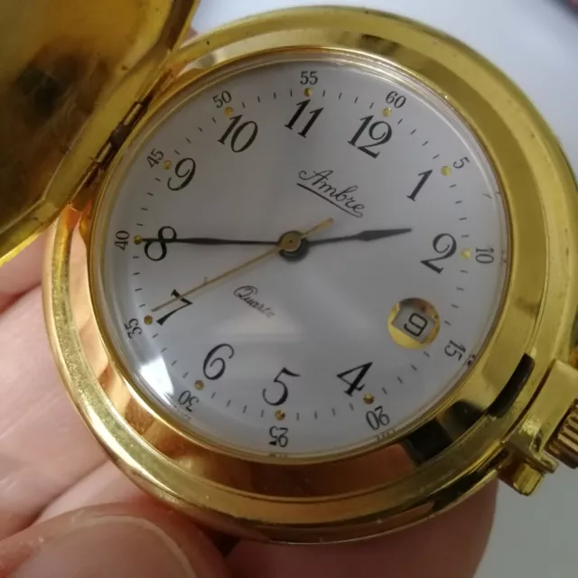 ANCIENNE MONTRE Gousset Ambre ann e 60 TBE avec bo te et cha ne