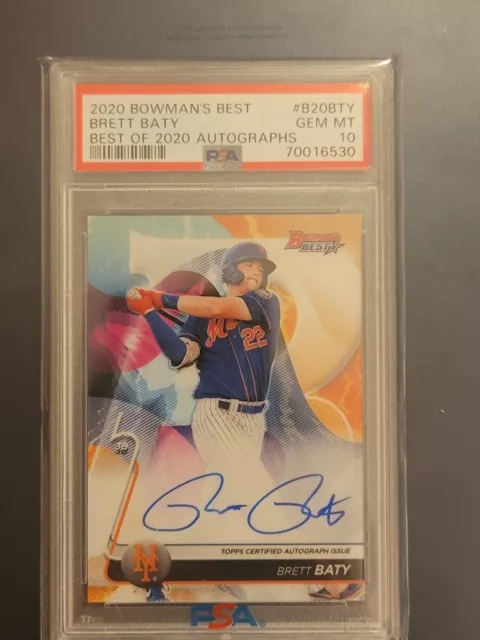 2020 Bowman's Best Brett Baty ON CARD AUTO Rookie Card RC. PSA 10. POP 52! 🔥