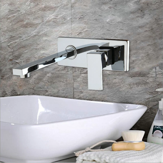 DK Chrome Bathroom Wall Mount Basin Sink Tub Shower Faucet Widespread Mixer Tap