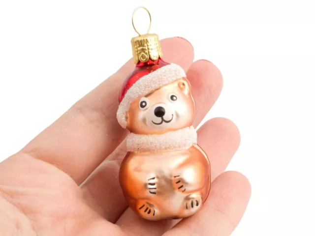 Blown glass teddy bear Christmas tree bauble ornament Czech