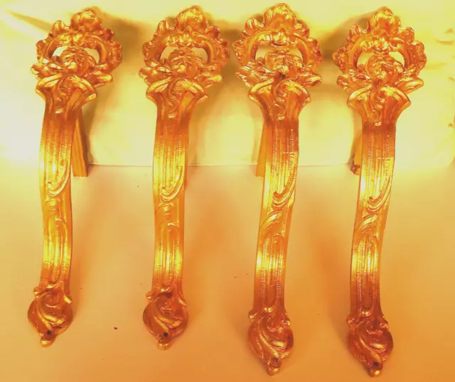 Curtain Tie Backs Brackets Set 2 Pairs French Ormolu Gold Antique Art Nouveau