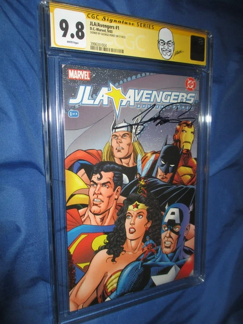 JLA / AVENGERS #1 CGC 9.8 SS Signed by George Perez ~Batman/Thor/Iron Man/WW/Sup