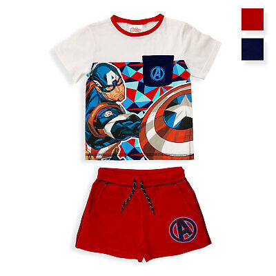 Completo bambino Marvel Avengers t-shirt e pantaloncino in cotone stampato 5442