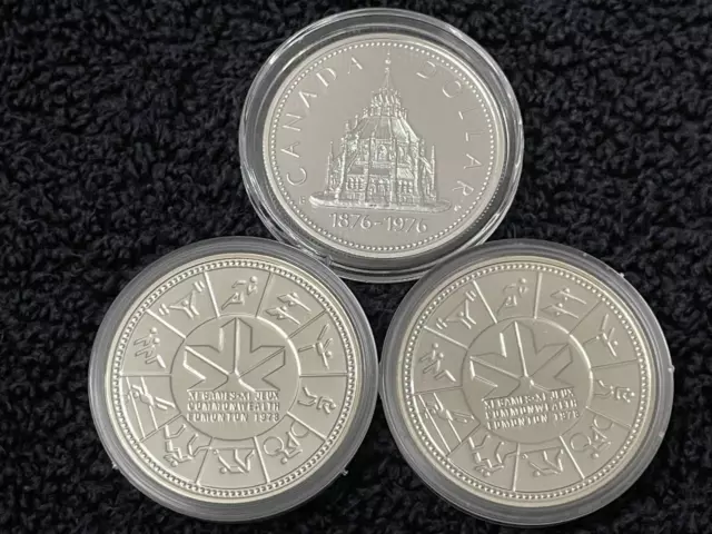 Lot of 3 Canada Silver BU Dollars 1976 & 1978