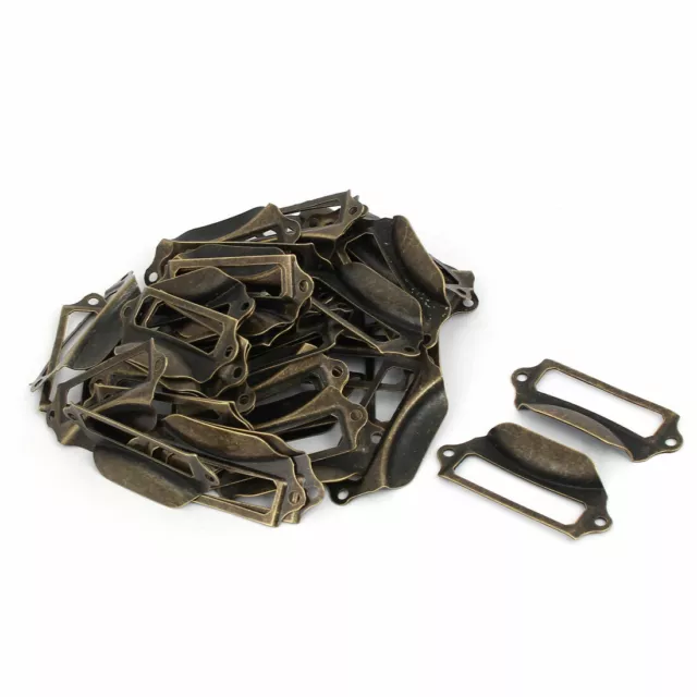 Cabinet Drawer Retro Style Frame Label Pull Handles Bronze Tone 70mmx30mm 50pcs