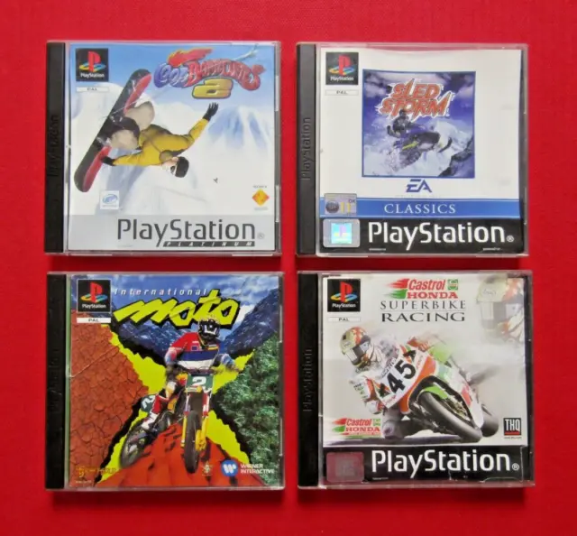 PS1 Bundle 4 Games Cool Boarders 2 Sled Storm Moto X Honda PlayStation 1 (L2)