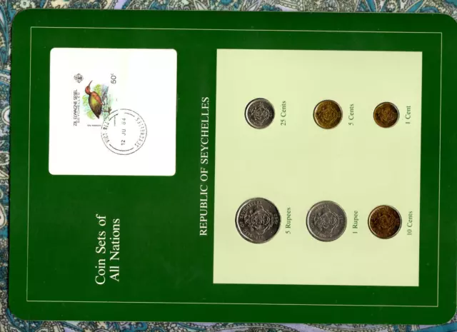 Coin Sets of All Nations Seychelles w/card 1,5 Rupees 1,5,10,25 Cents 1982 UNC