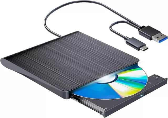 SCRITTORE BLU-RAY ESTERNO AELRSOCH, unità CD/DVD USB 3.0 tipo C Mac, PC, Linux