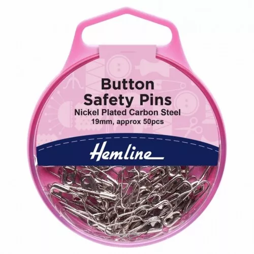 Hemline 19mm Button Safety Pins Silver - per pack of 50