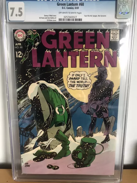 Green Lantern #68 April 1969 CGC 7.5 VF- Off White To White Pages Gil Kane Art