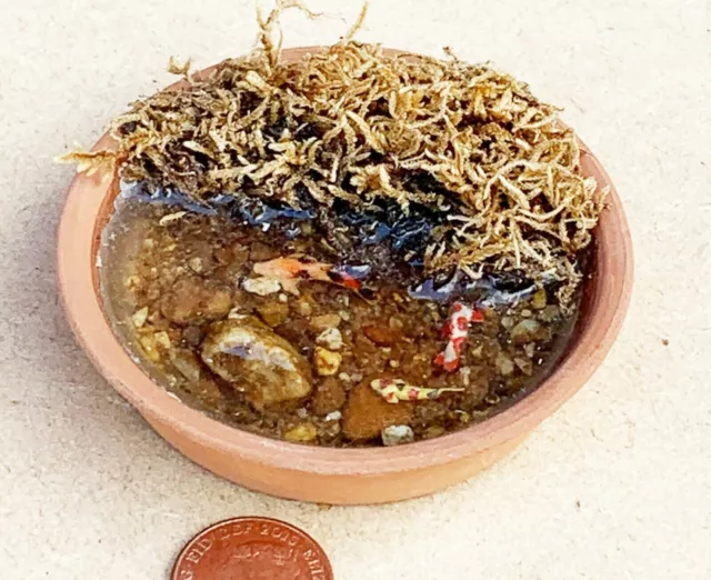 Rond Cuite Étang Avec 3 Carpe Koi Tumdee 1:12 Échelle Poupées Maison Jardin
