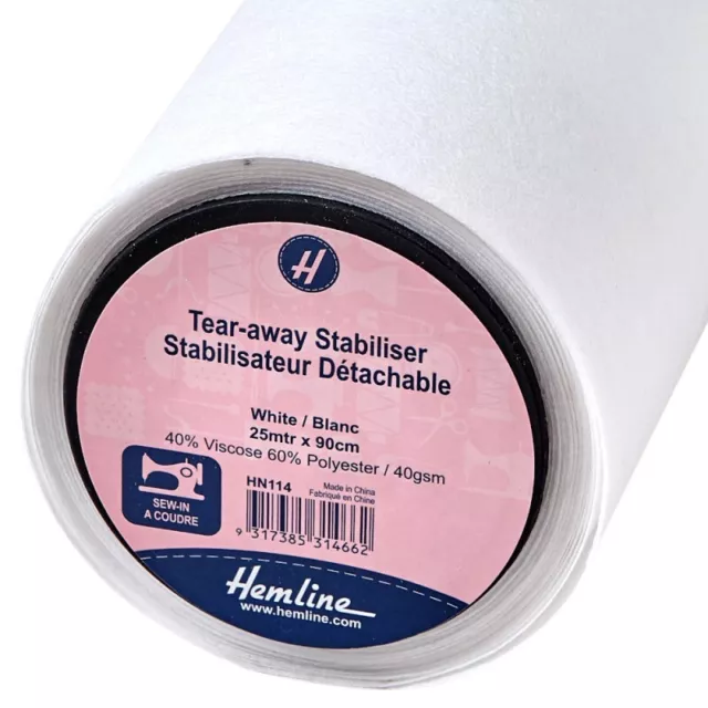 Hemline Stabiliser Tear-Away Sew-in 90cm Wide Embroidery Backing