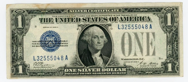 1928 A $1 Silver Certificate Funny Back FR 1601