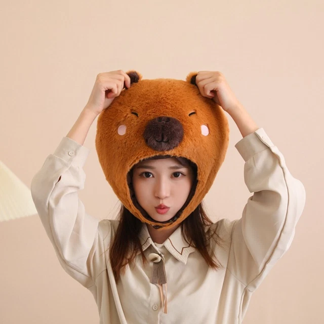 Cute Plush Animal Winter Hat - Faux Fur Ski Cap With Long Ear Straps & Pom Poms 8 thumbnail image
