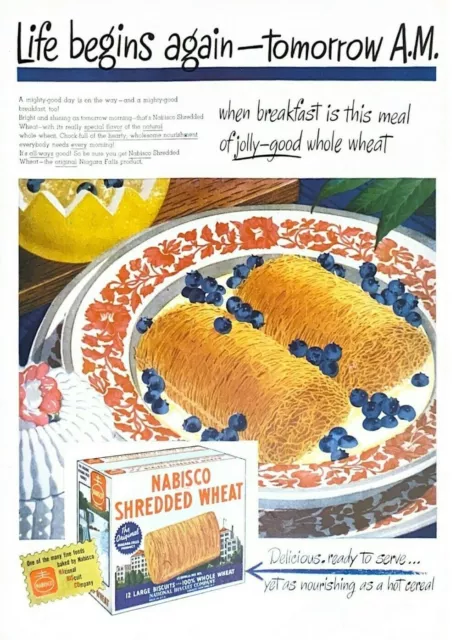 1946 Nabisco Shredded Wheat Vintage Print Ad Life Begins Again Tomorrow AM